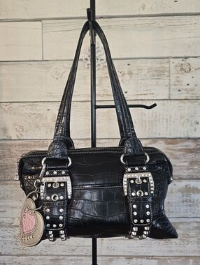 Vintage Kathy Van Zeeland crocodile-embossed shoulder bag Y2K